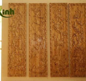 Bức Đục Tứ Quý bằng tre