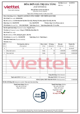 Hóa đơn điện tử Sinvoice Viettel