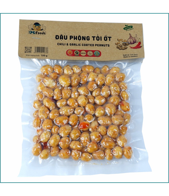 100g Đậu Phộng Tỏi Ớt DGfoods - Hàng VN CLC - CN HACCP; HALAL; Chuỗi cung ứng thực phẩm an toàn